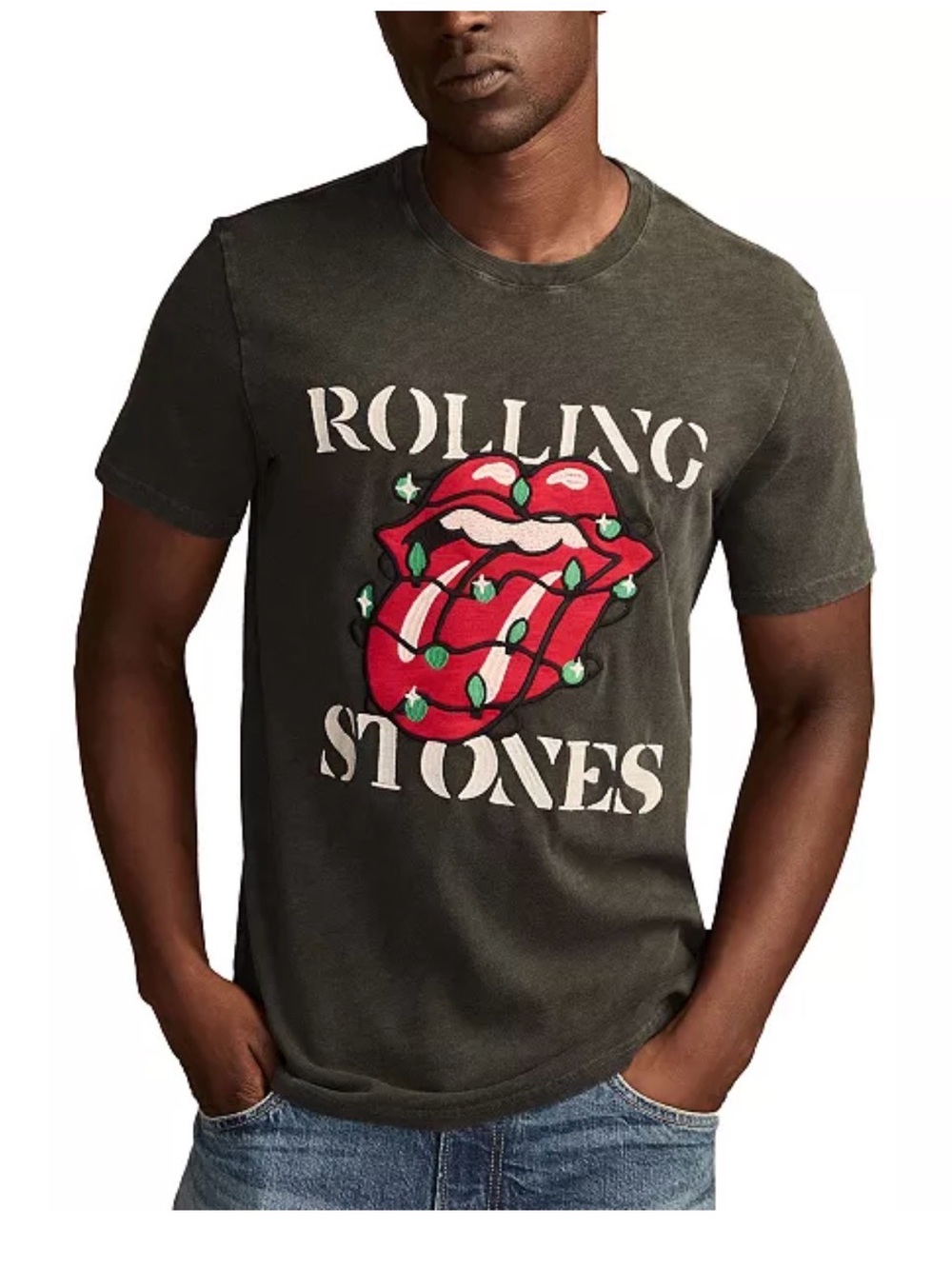 NWT- Lucky Brand Rolling Stones Christmas Lights Tee β Size Large - Picture 3 of 12